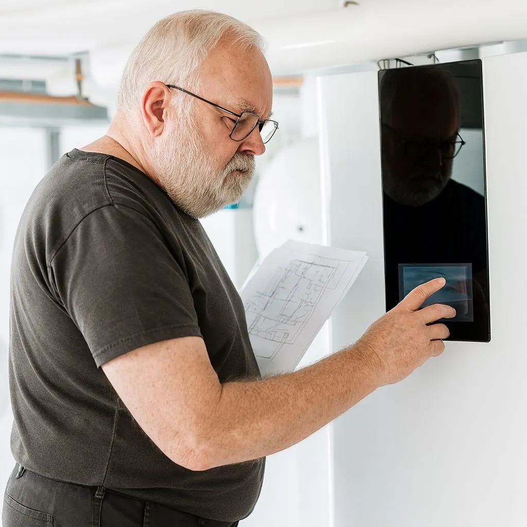 Techniker prüft Wolf Heizsystem